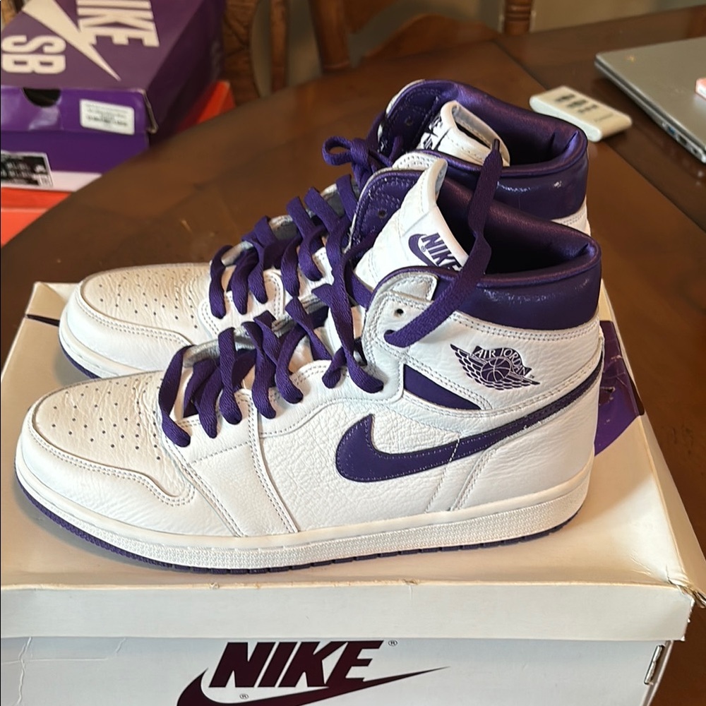 Nike White and Purple High-Tops